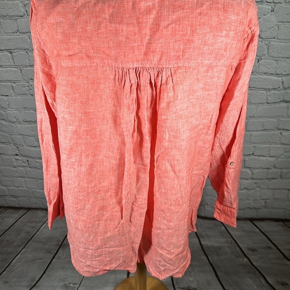 Sigrid Olsen 100% Linen Shirt Tunic Top Blouse Women’s Size 2X Red Chambray EUC - Picture 15 of 16
